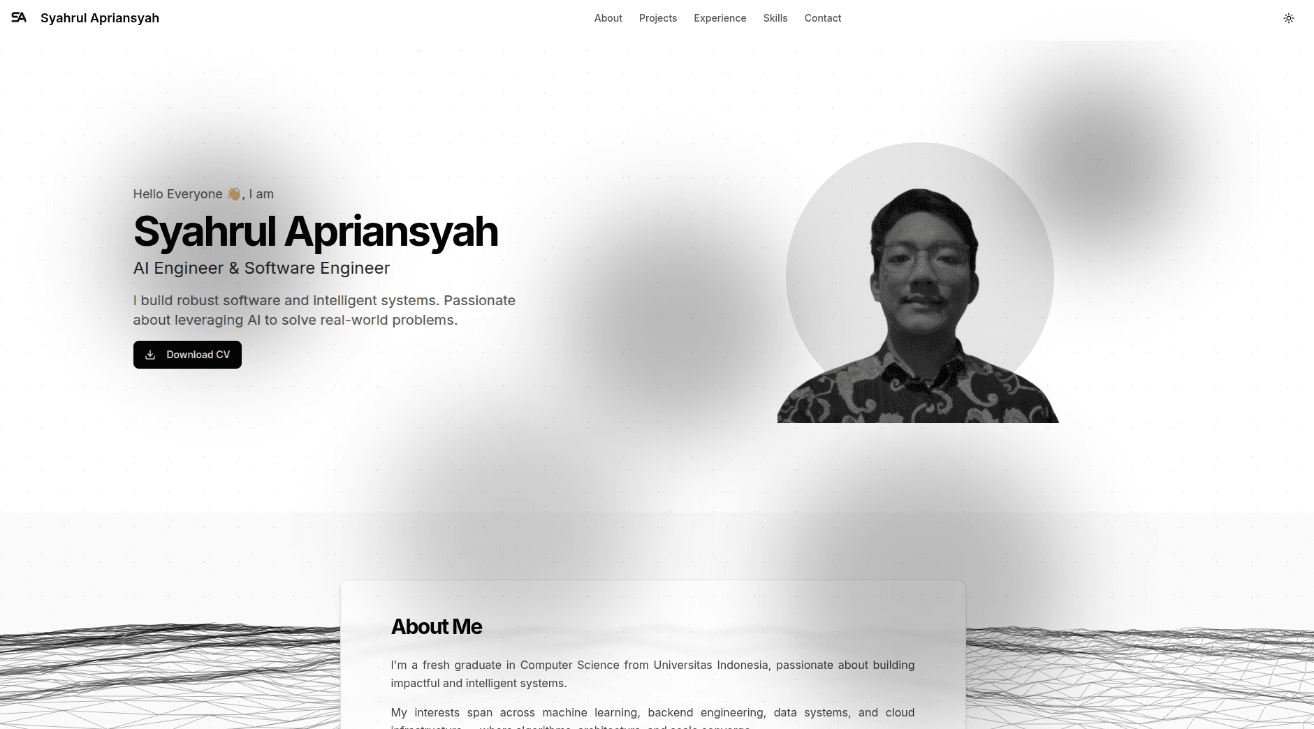 Axial - Project screenshot showing Built a portfolio website with admin dashboard, co...