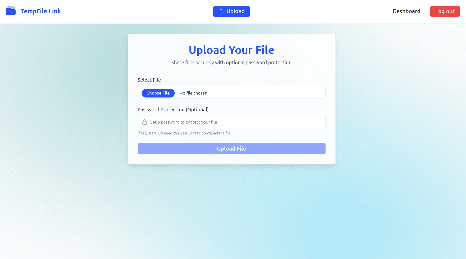 TempFile.Link - Project screenshot showing A web app designed to make managing temporary file...